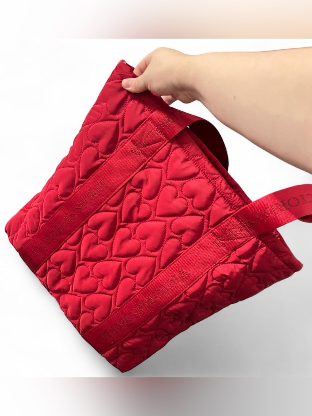 Victoria's Secret Quilted Heart Red Tote